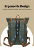 Canvas Backpack with Roll Top, Brown Trim and Organized Storage