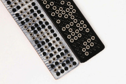 Wide punk studded leather belt with eyelets