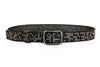 Wide punk studded leather belt with eyelets