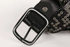 Wide punk studded leather belt with eyelets