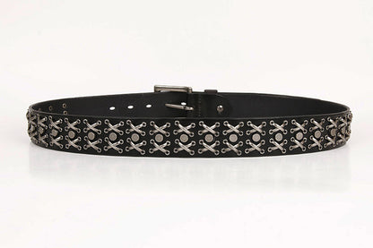 Genuine Leather Punk Belt with Silver Cross Rivets