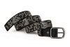 Wide punk studded leather belt with eyelets