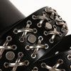 Genuine Leather Punk Belt with Silver Cross Rivets