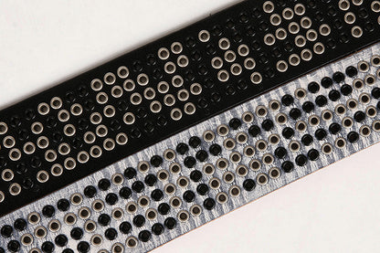 Wide punk studded leather belt with eyelets