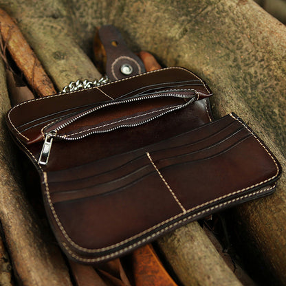 Tooled Leather Wallet for Men with Samurai Engraved