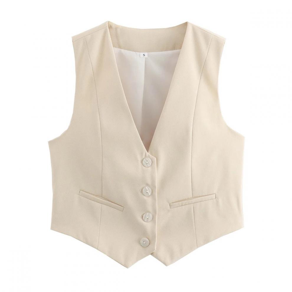 v neck sleeveless lazer vest women's