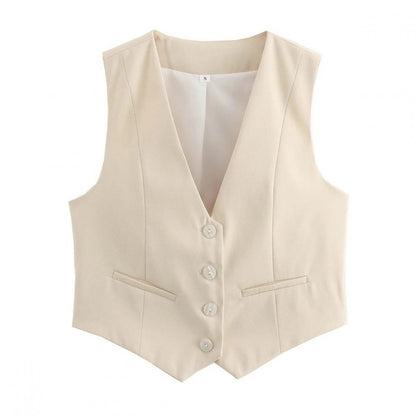 v neck sleeveless lazer vest women's