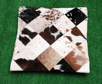 Natural Cowhide Patchwork Cushion Cover