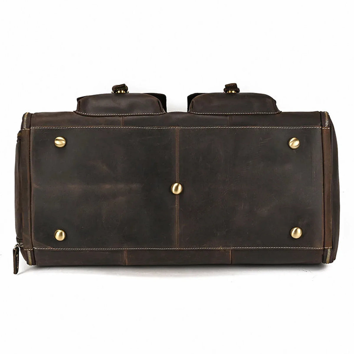Leather Duffle Garment Bag with Shoe Pocket