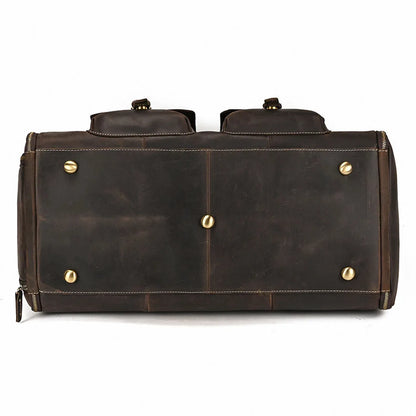 Leather Duffle Garment Bag with Shoe Pocket