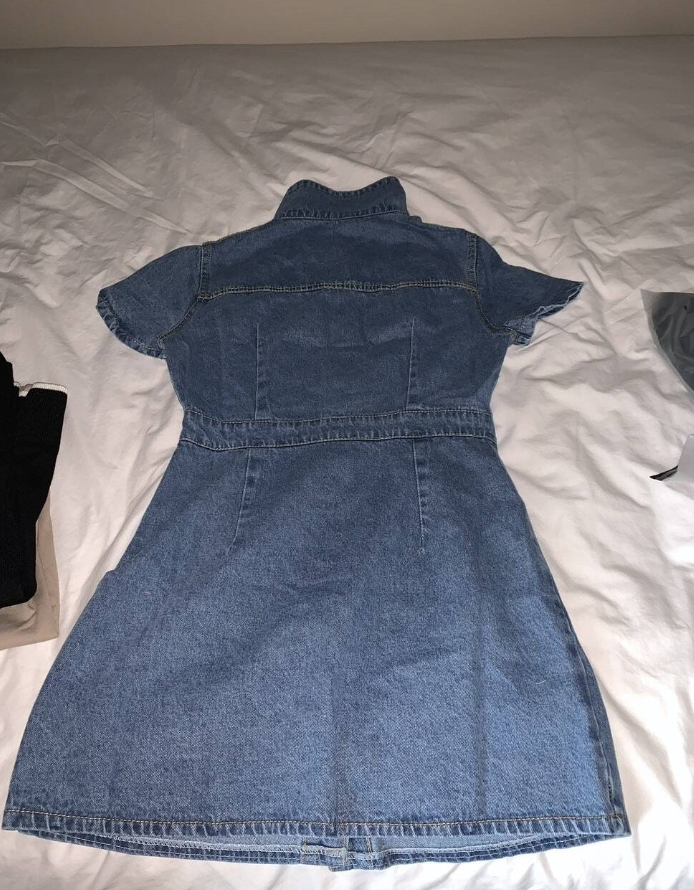 Petite Women's Short Sleeve Denim Dress