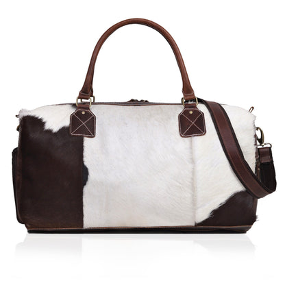 Tricolor Cowhide Duffel Bag With Shoe Compartment