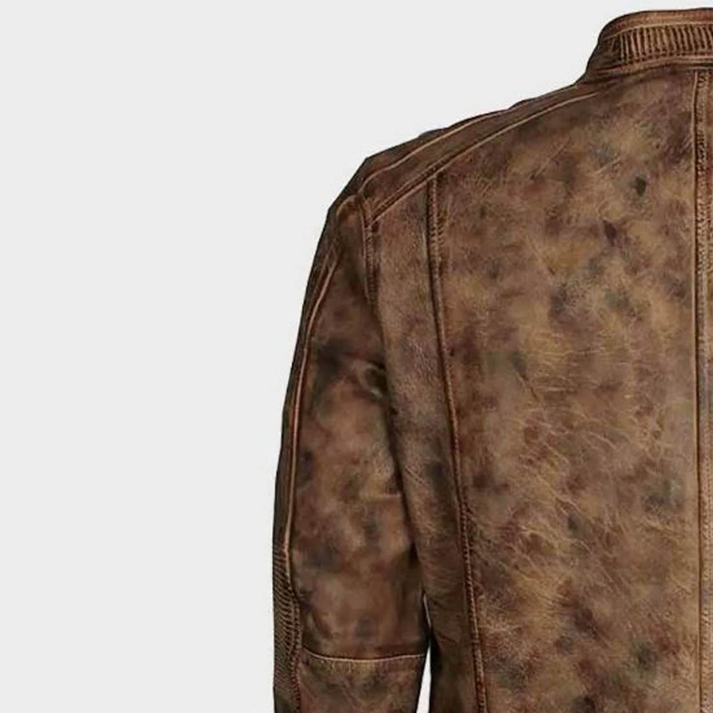 Brown Distressed Racer Leather Jacket