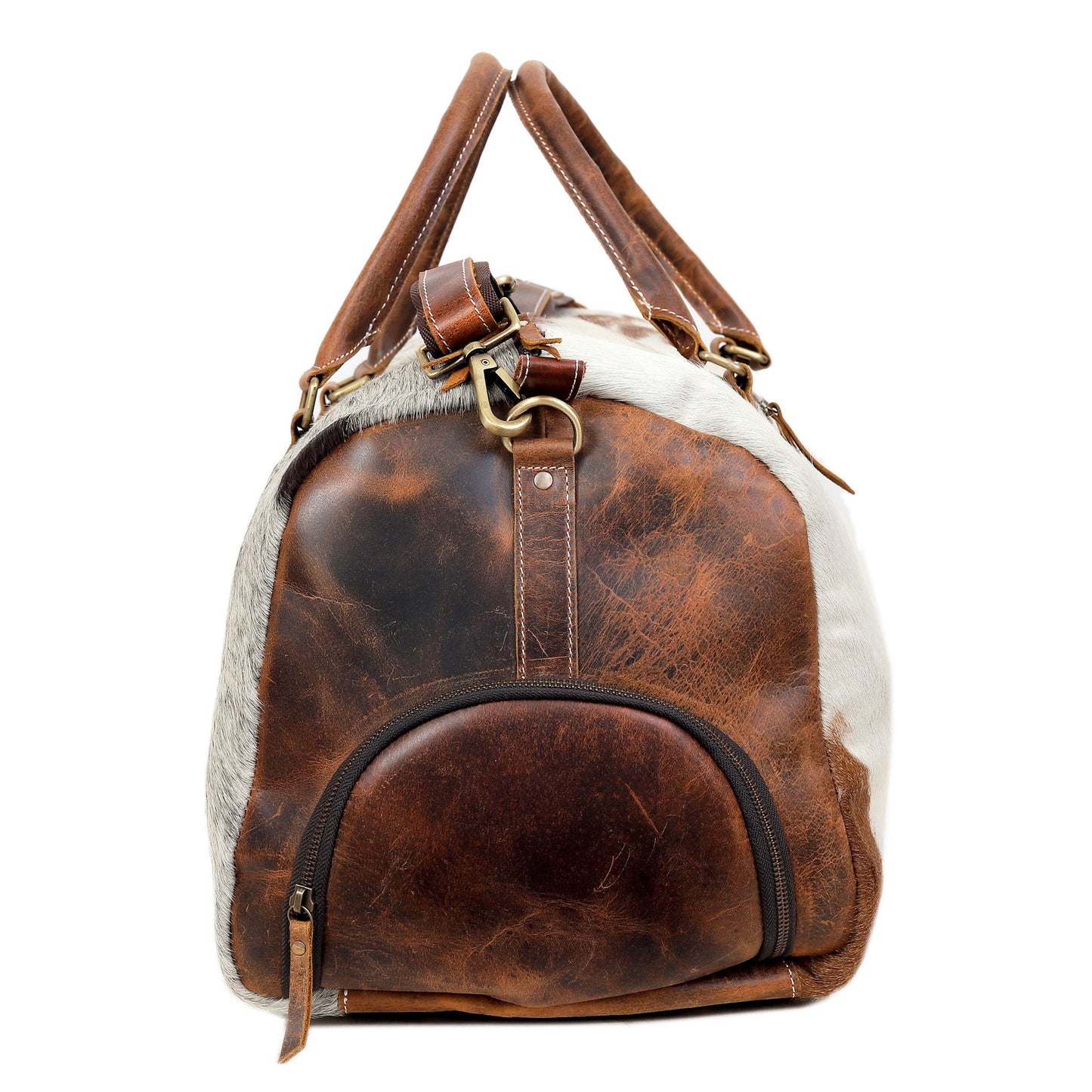 Real cowhide leather overnight travel bag