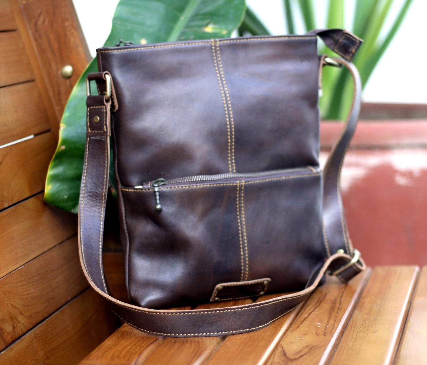 Real leather customized shoulder sling bag