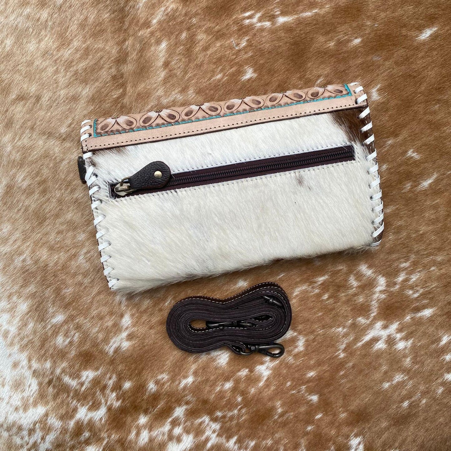 Hair On Cowhide Tooled Wallet