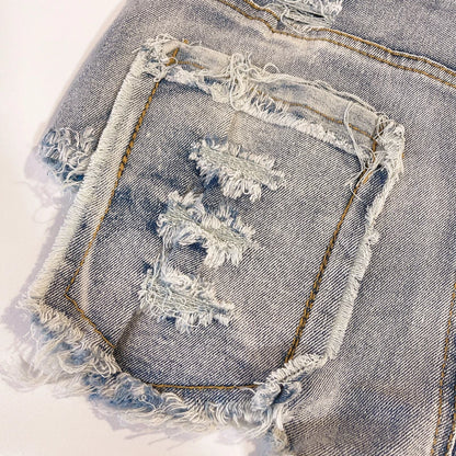 Women's Ripped Denim Micro Shorts