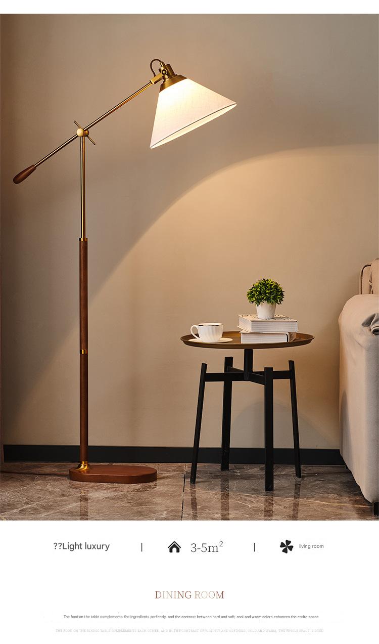 Fishing arm retro floor lamp for reading