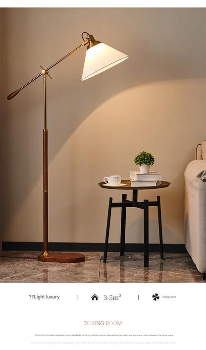 Fishing arm retro floor lamp for reading
