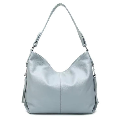 leather shoulder bag women with tassel