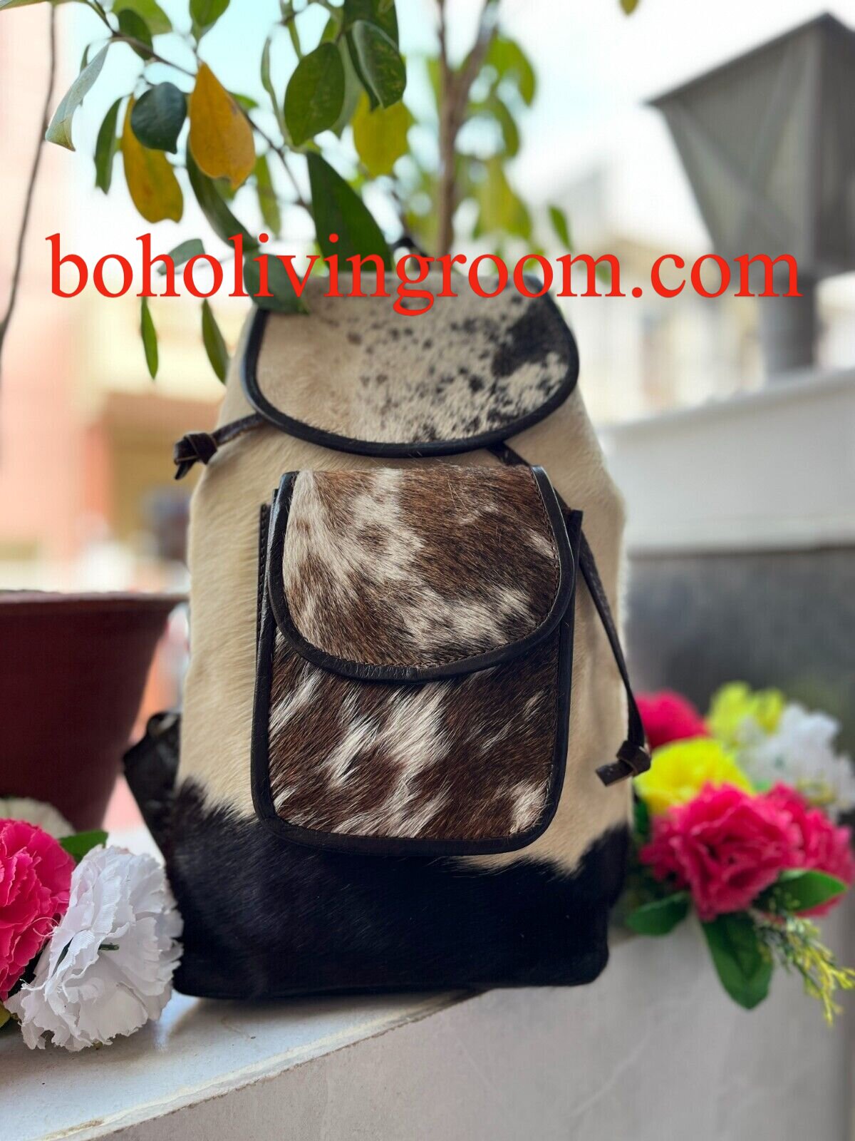 Leather Cowhide Backpack Purse