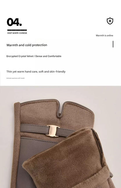 Women leather gloves for winter warmth