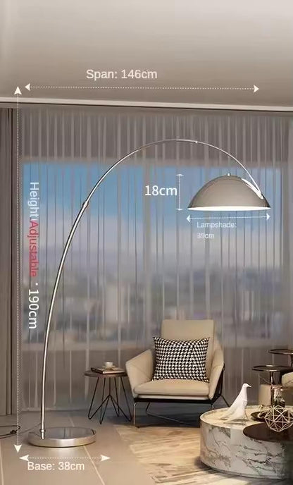 Modern curved arc floor lamp for living rooms B-Large size-silver