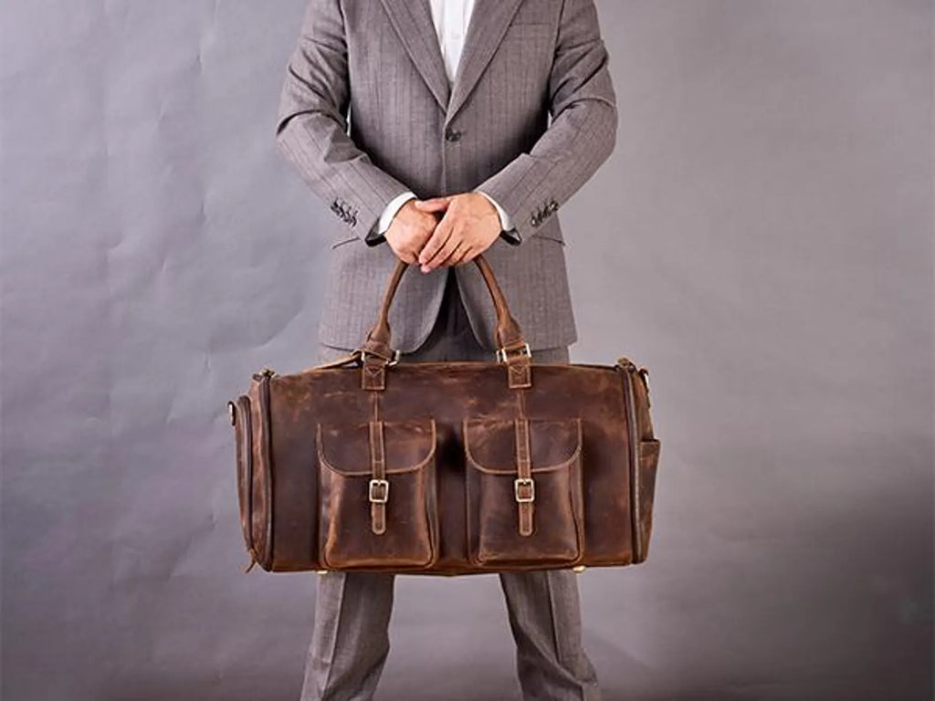 leather duffle garment bag