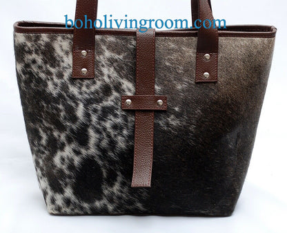 Speckled Hair On Cowhide Tote Purse