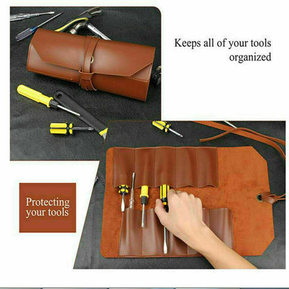 Leather Roll Up Tool Bag