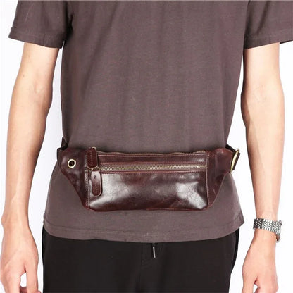 Men’s Cowhide Leather Crossbody Waist Bag