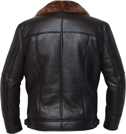 leather aviator jacket with fur men's