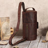 Leather Men Messenger Bags Cylindrical Style