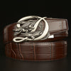 Men’s Leather Belt with Intertwined Crocodile Buckle
