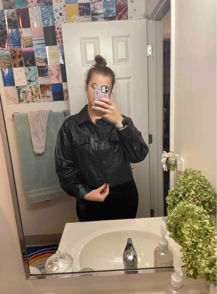 Front Zip Women's Leather Jacket