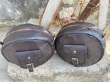 Black Leather Motorcycle Combo Saddlebag Panniers
