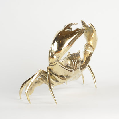 Handmade Crab Brass Figure Statue Decor