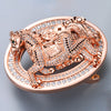 Animal Head Belt Buckle with Rhinestones and Stainless Steel Frame