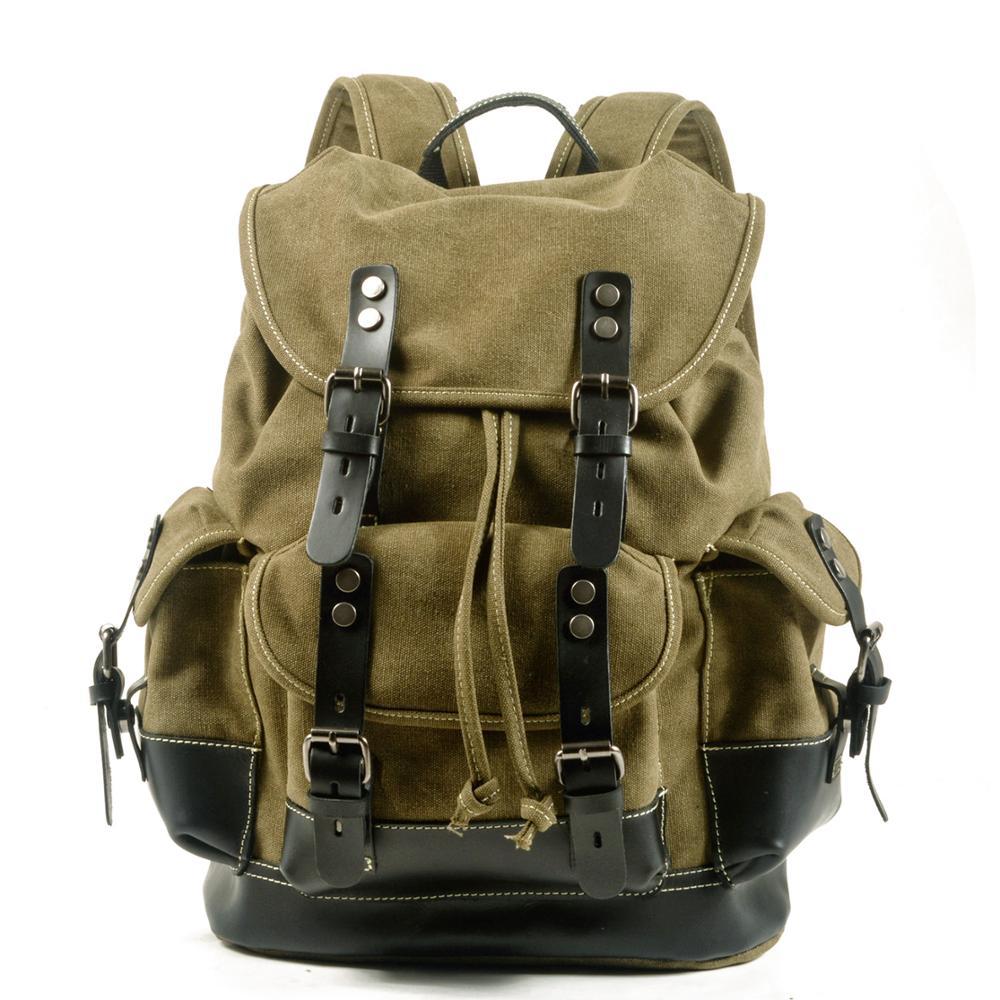 Vintage Canvas Backpack with Leather Trim for Everyday Travel 8