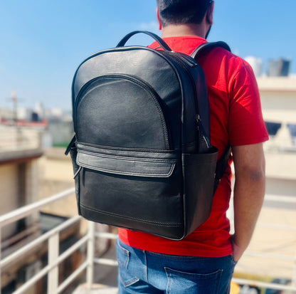 Genuine leather laptop backpack