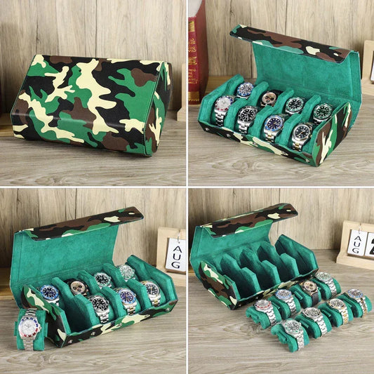 8 slot watch box for men leather travel watch case