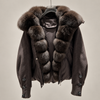Fur Collar Jacket for Women with Duck Down and Wool Sleeves