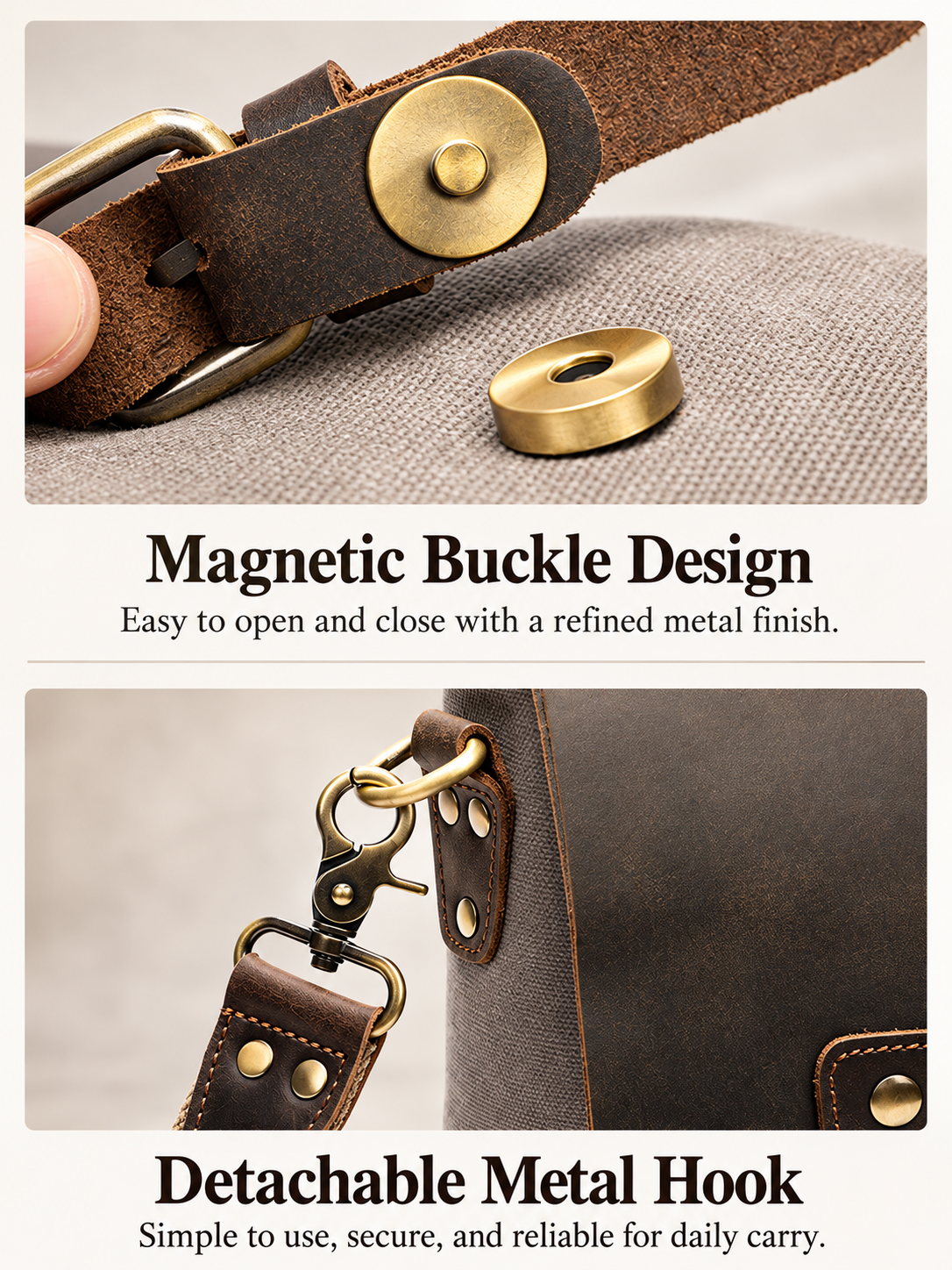 Canvas Briefcase Laptop Bag for Men with 14 Inch Sleeve
