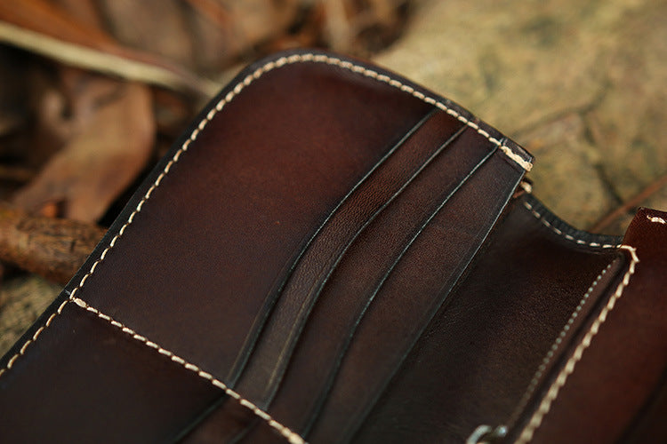 Tooled Leather Wallet for Men with Samurai Engraved
