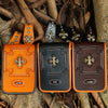 Leather Crossbody Phone Bag with Gothic Cross Hardware