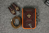 Leather Crossbody Phone Bag with Gothic Cross Hardware