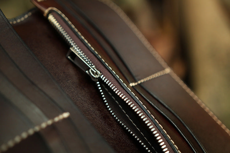 Tooled Leather Wallet for Men with Samurai Engraved