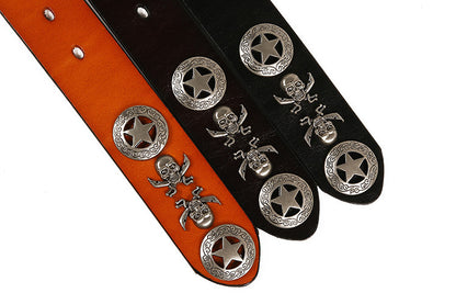 Full Grain Leather Belt with Skull Rivets