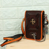Leather Crossbody Phone Bag with Gothic Cross Hardware