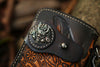 Tooled Leather Wallet for Men with Samurai Engraved